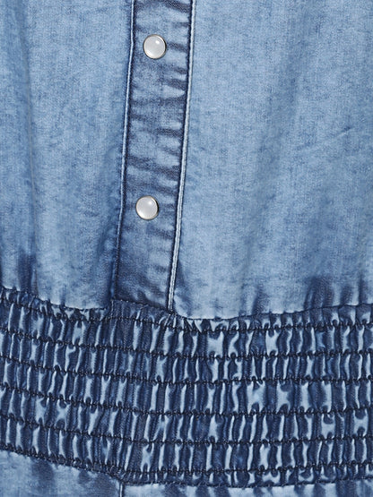 Women's Denim Ruffle Pants Jumpsuit