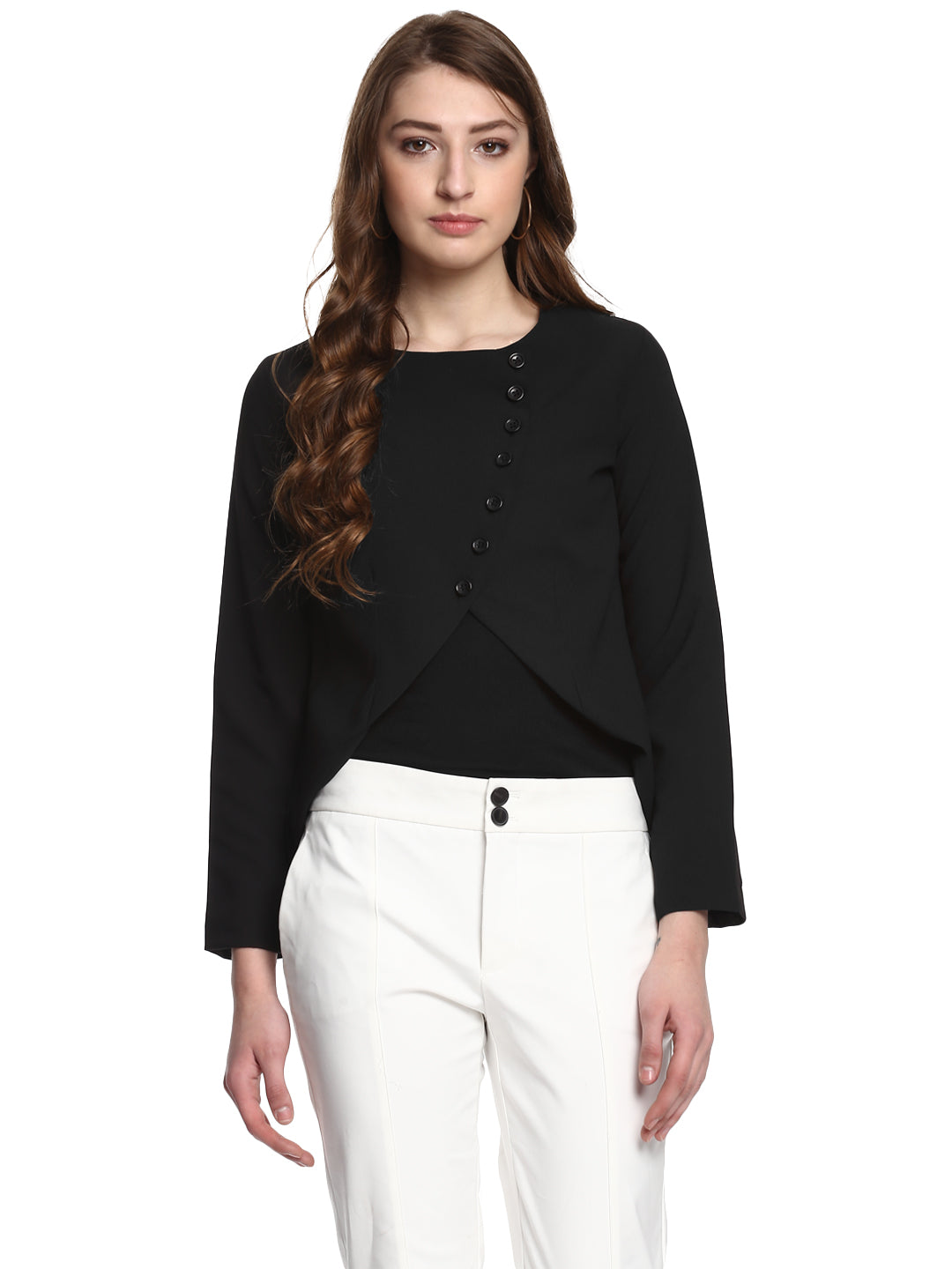 Women's  Black Polyester Blazer