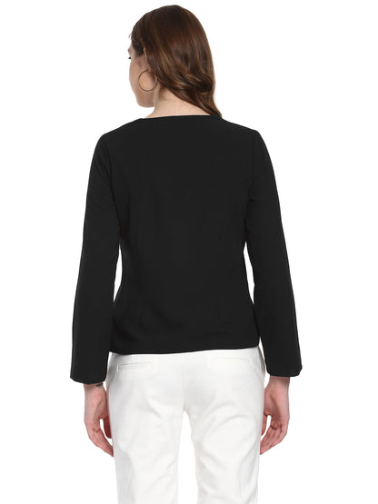 Women's  Black Polyester Blazer