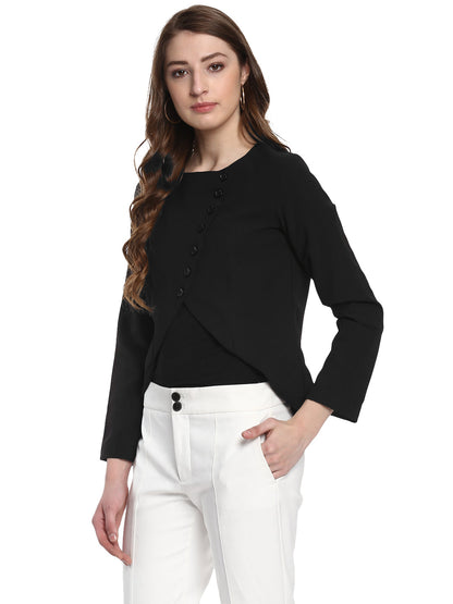 Women's  Black Polyester Blazer