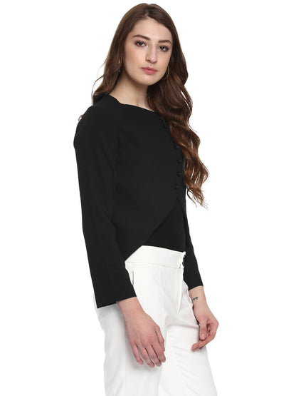 Women's  Black Polyester Blazer