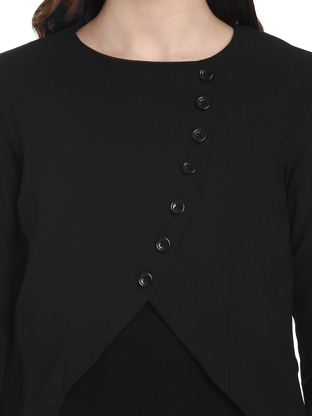 Women's  Black Polyester Blazer
