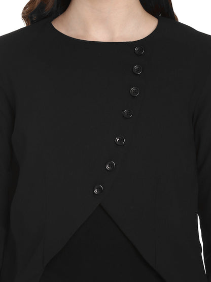 Women's  Black Polyester Blazer