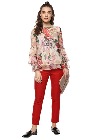 Women's Floral Tier Sleeve Top