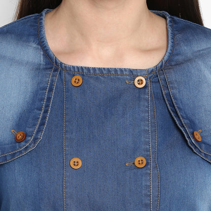 Women's Denim Dress with Shoulder Placket detail