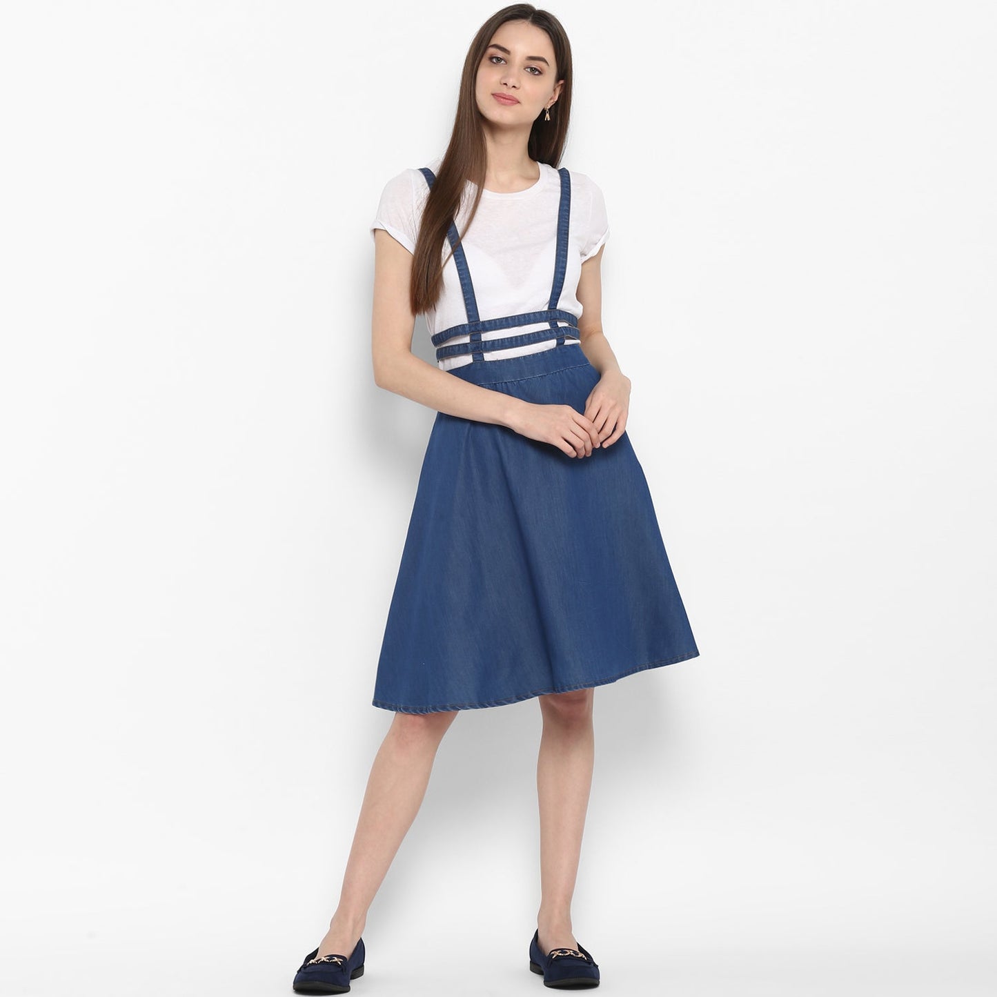 Women's Denim Dress with Thin Strap Detail