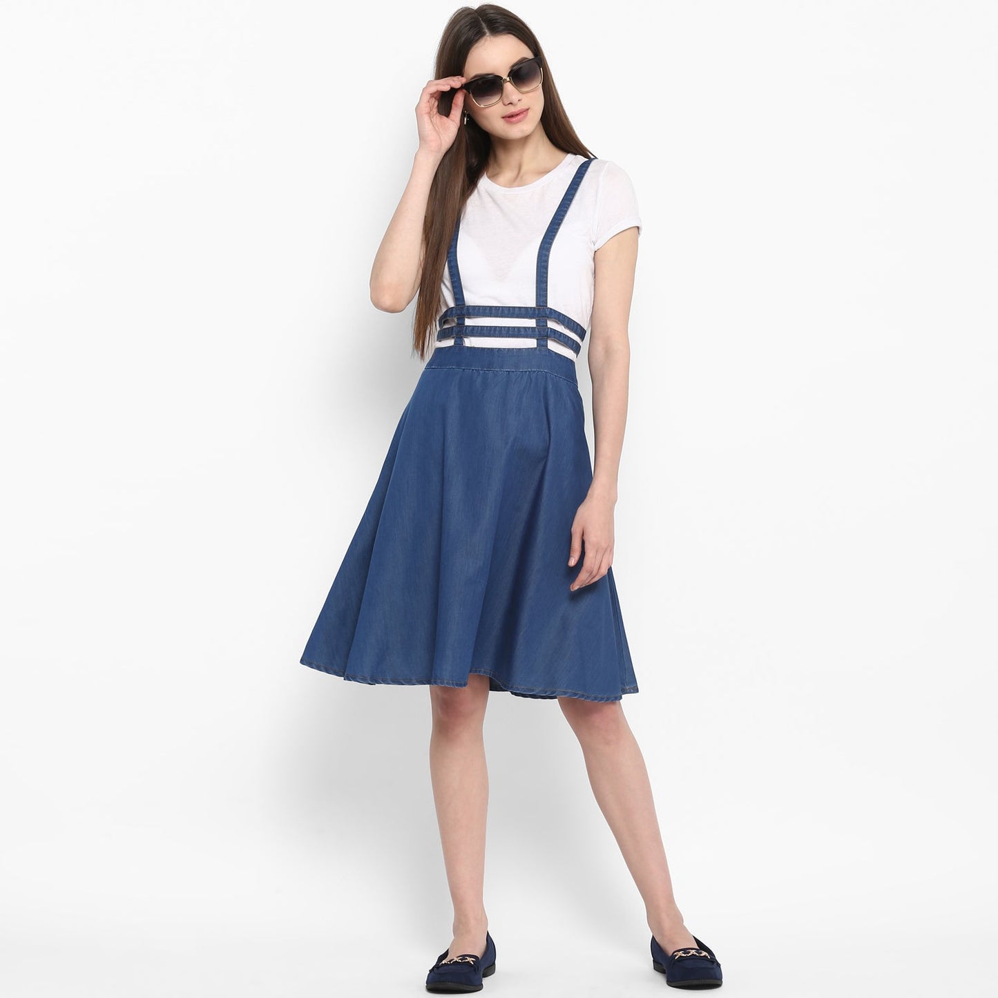 Women's Denim Dress with Thin Strap Detail