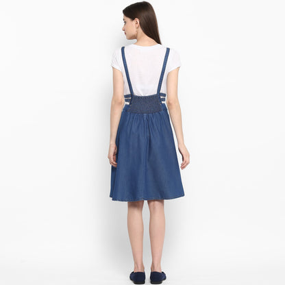 Women's Denim Dress with Thin Strap Detail