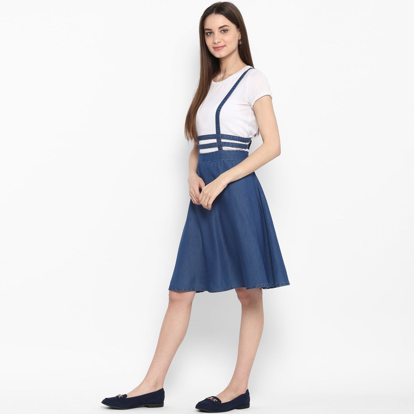 Women's Denim Dress with Thin Strap Detail