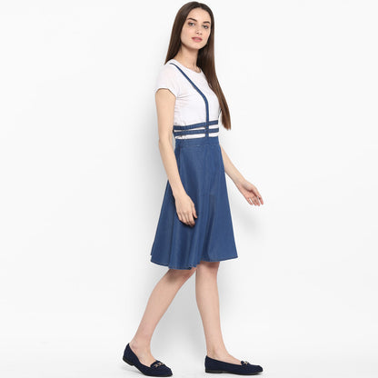 Women's Denim Dress with Thin Strap Detail