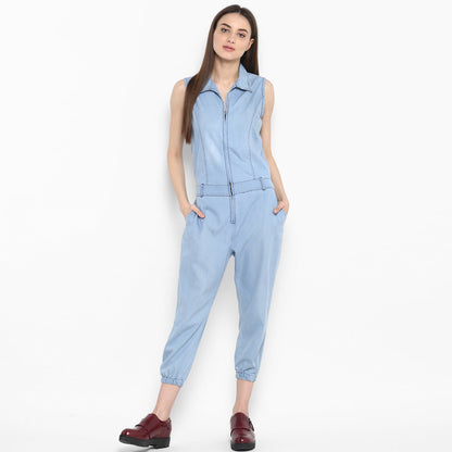 Women's  Denim Ice Blue Wash Jumpsuit