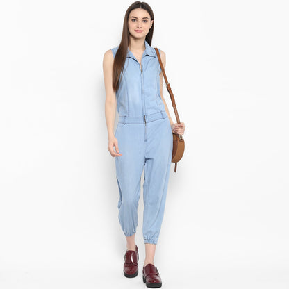 Women's  Denim Ice Blue Wash Jumpsuit