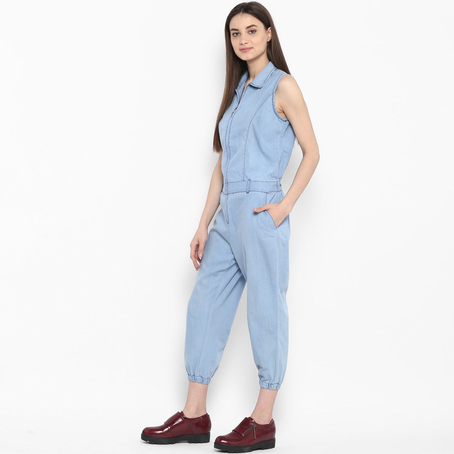 Women's  Denim Ice Blue Wash Jumpsuit