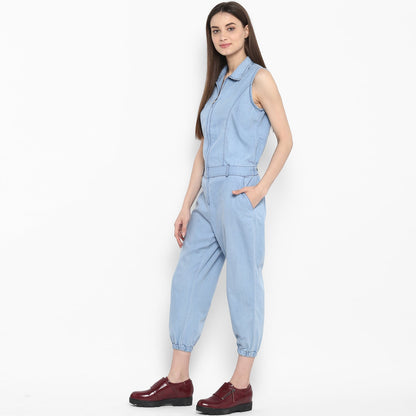 Women's  Denim Ice Blue Wash Jumpsuit