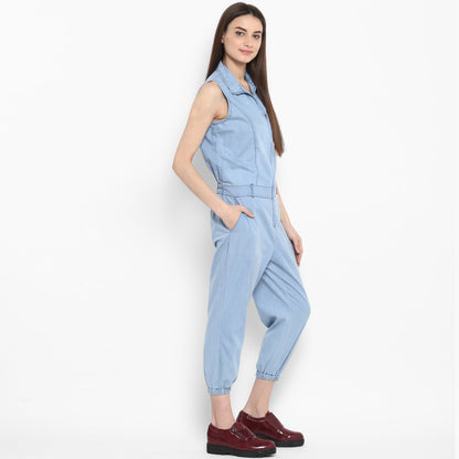 Women's  Denim Ice Blue Wash Jumpsuit