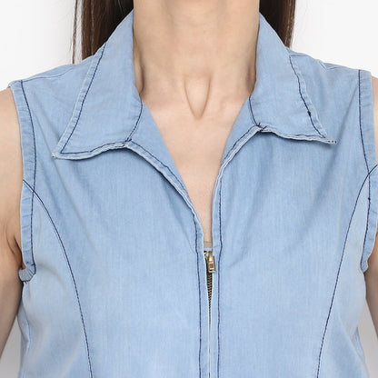 Women's  Denim Ice Blue Wash Jumpsuit