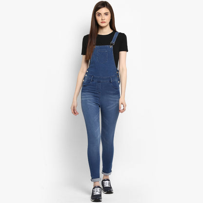 Women's Stretchable Denim Washed effect Dungarees(inner not provided)