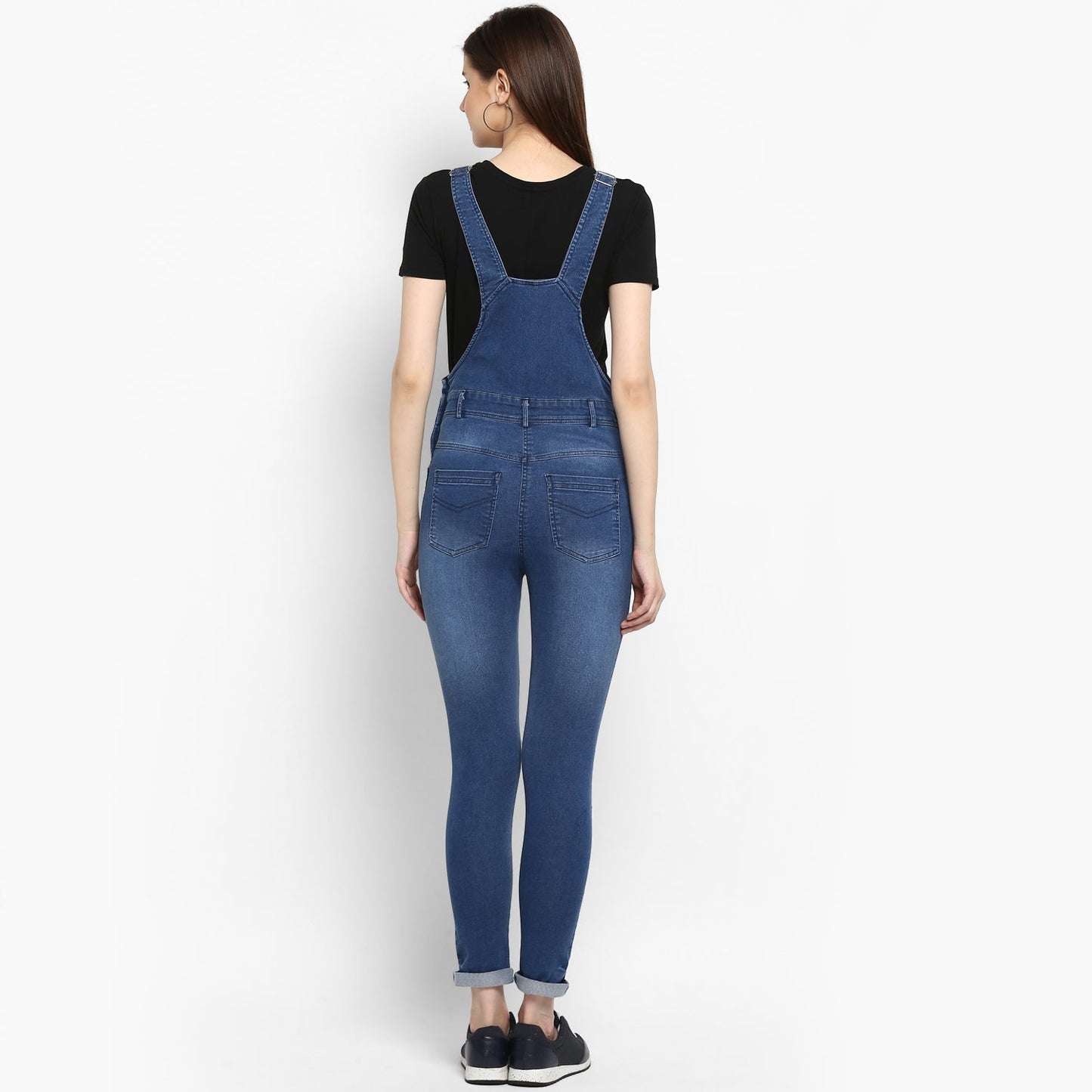 Women's Stretchable Denim Washed effect Dungarees(inner not provided)