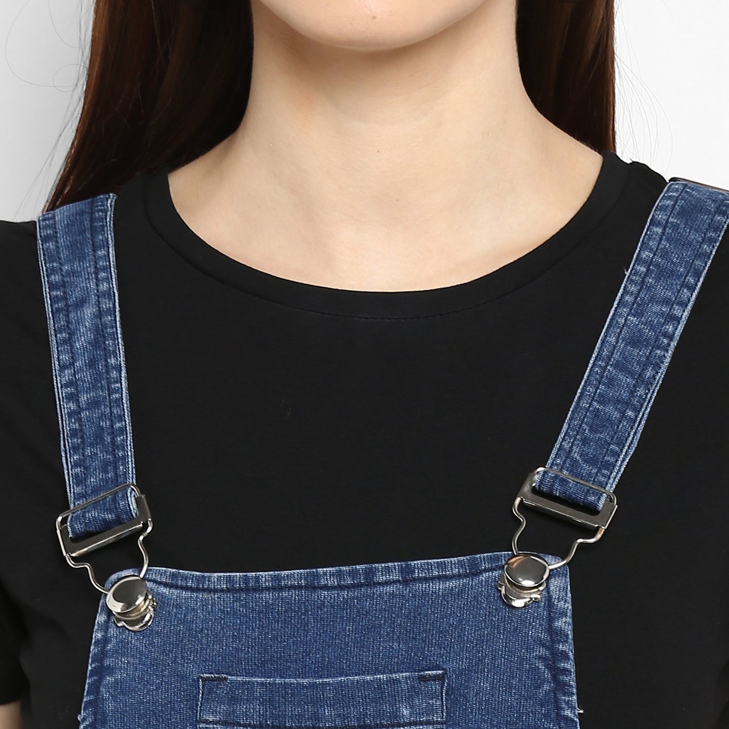 Women's Stretchable Denim Washed effect Dungarees(inner not provided)