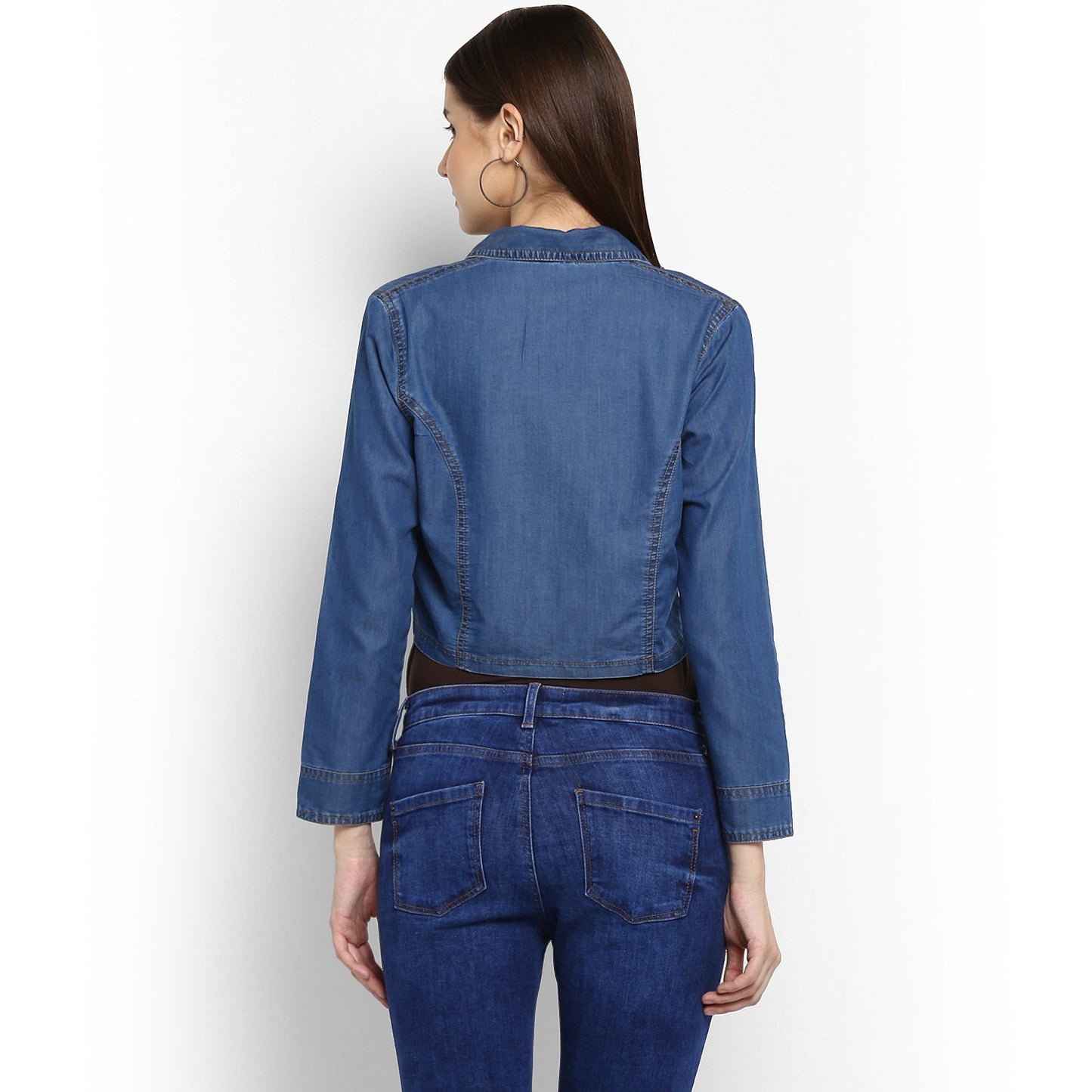 Women's Denim Dark Blue Collar Style Shrug