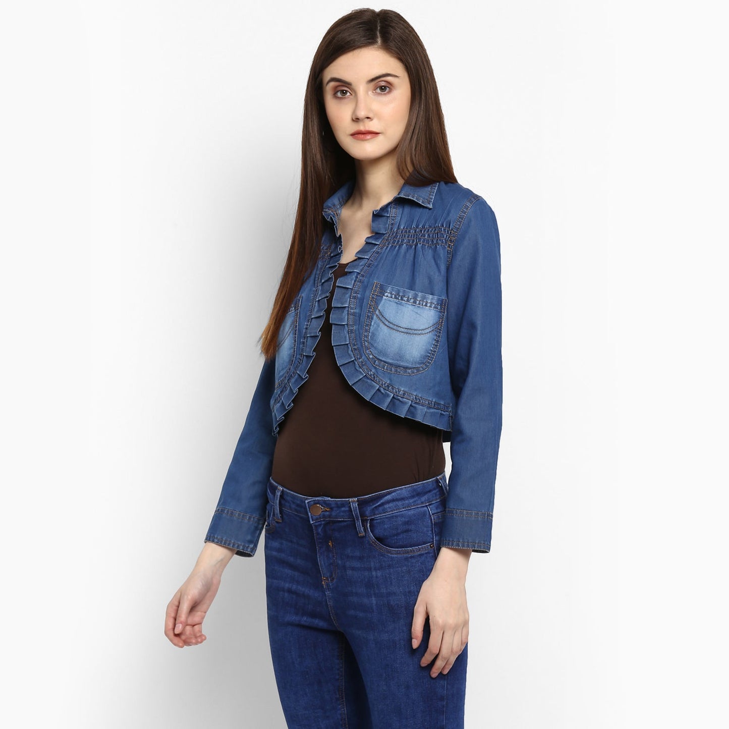 Women's Pleating and Smocking Detail Shrug