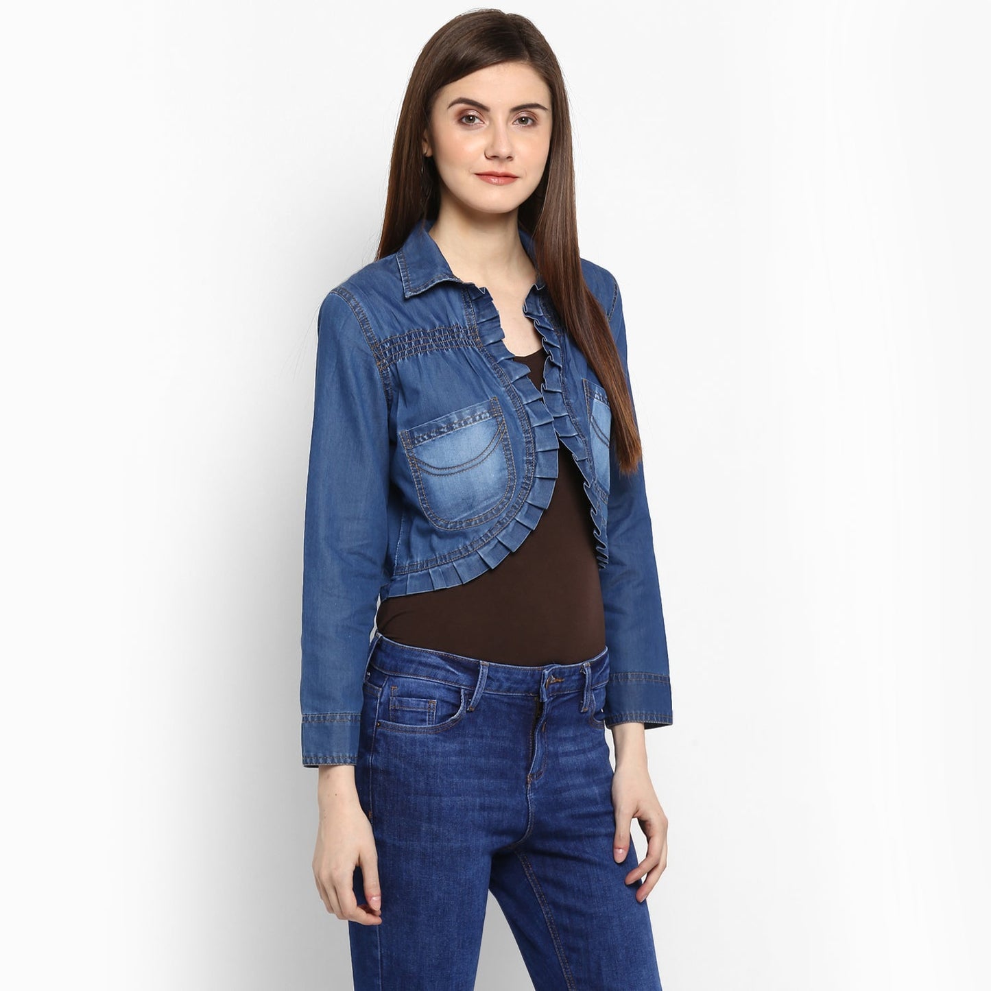 Women's Pleating and Smocking Detail Shrug