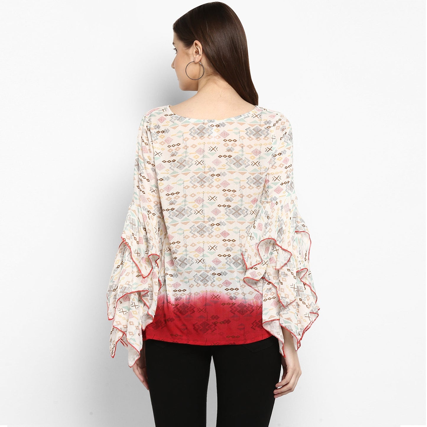 Women's Printed and Ombre Power Sleeve Top
