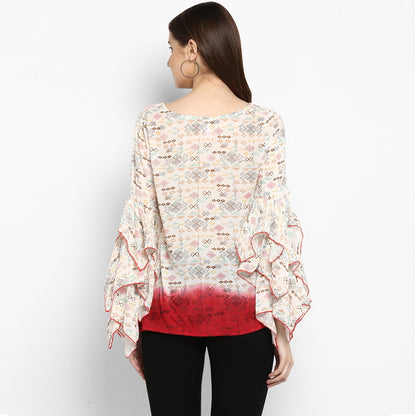 Women's Printed and Ombre Power Sleeve Top