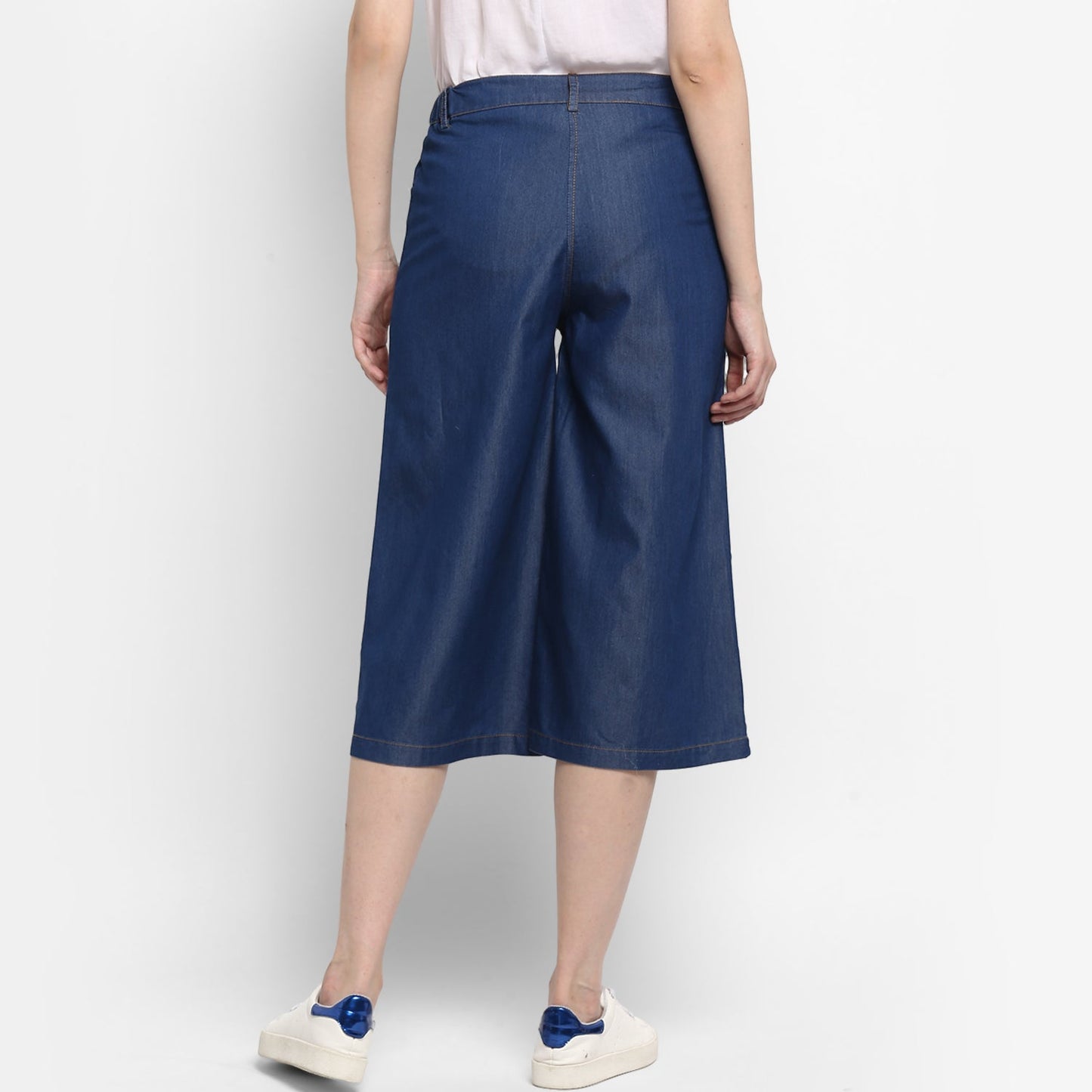 Women's Navy Blue Denim Culotte