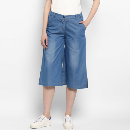 Women's Light Blue Denim Culotte