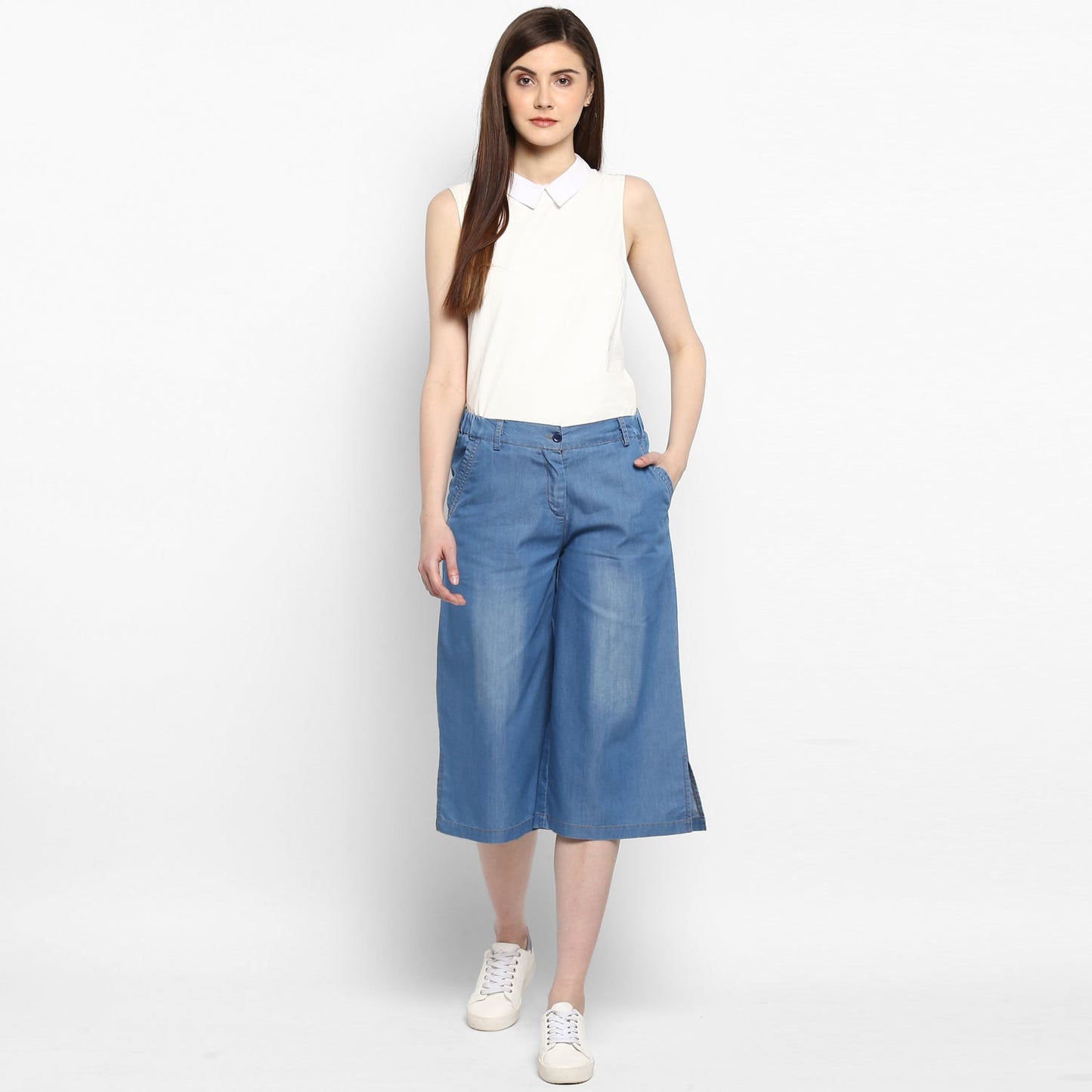 Women's Light Blue Denim Culotte
