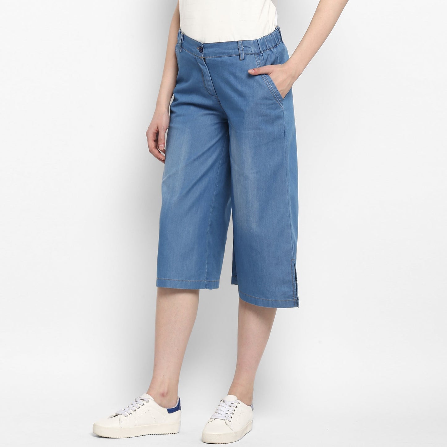 Women's Light Blue Denim Culotte