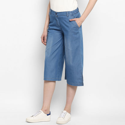 Women's Light Blue Denim Culotte
