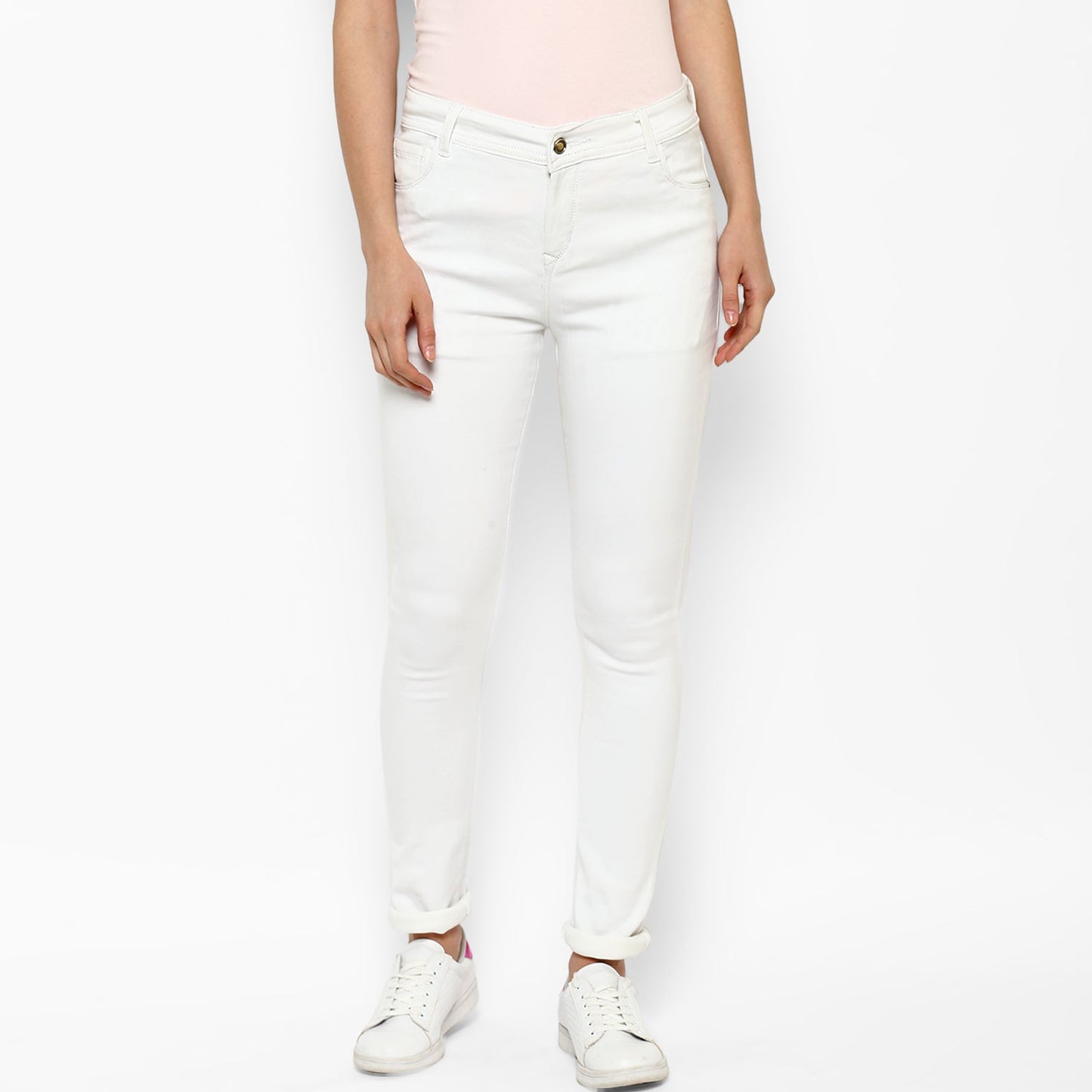 Women's Lycra Denim White Jeans