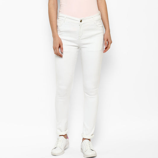 Women's Lycra Denim White Jeans