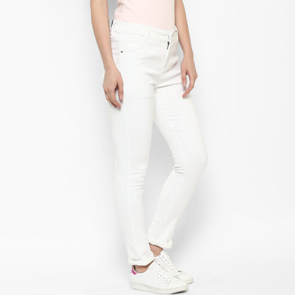 Women's Lycra Denim White Jeans