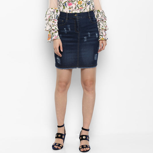 Women's Distressed Denim Skirt