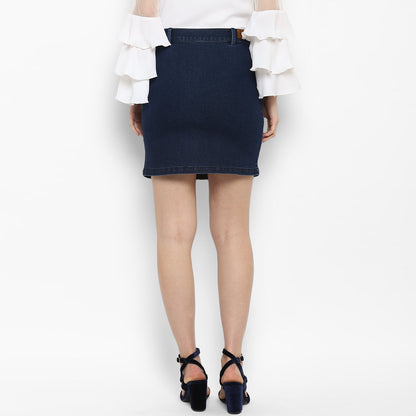 Women's Denim Skirt with Front Buttons