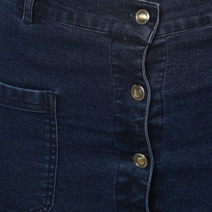 Women's Denim Skirt with Front Buttons