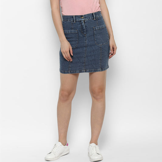 Women's Denim Two Pocket Style Skirt