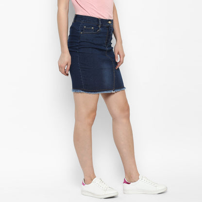 Women's Denim Skirt with Stitch Detail
