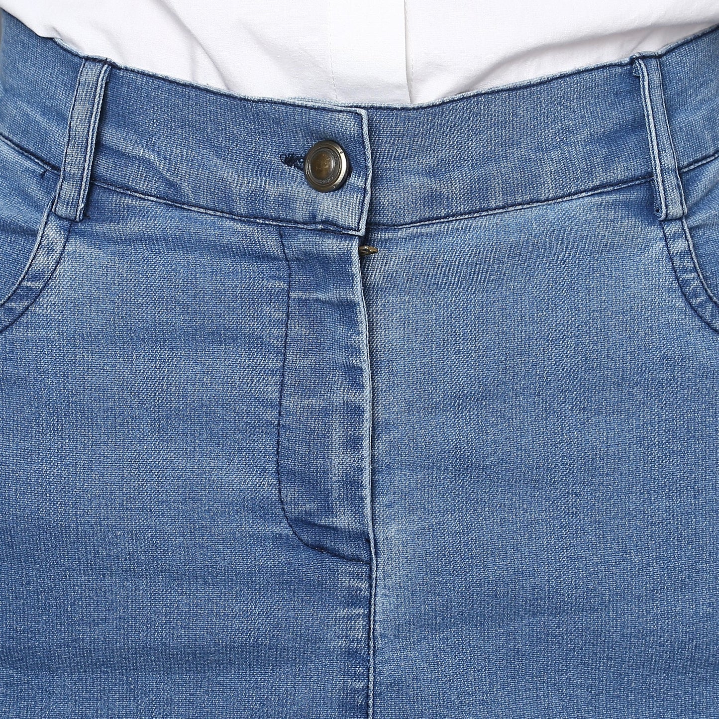 Women's Denim Distressed Strip Skirt