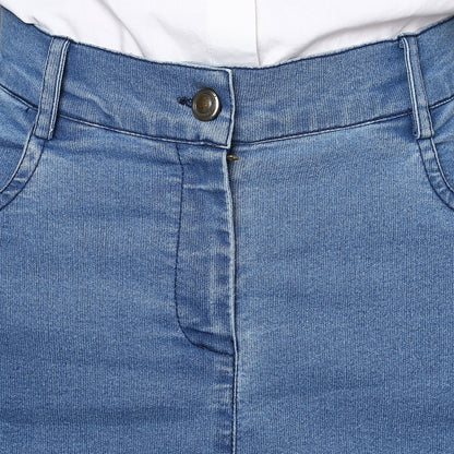 Women's Denim Distressed Strip Skirt