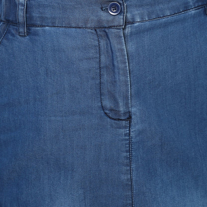Women's Denim Skirt with Monkey Wash