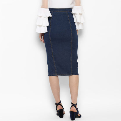 Women's Denim Diagonal Button Skirt