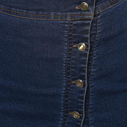 Women's Denim Diagonal Button Skirt