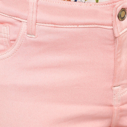 Women's Light Pink Lycra Denim Jeans