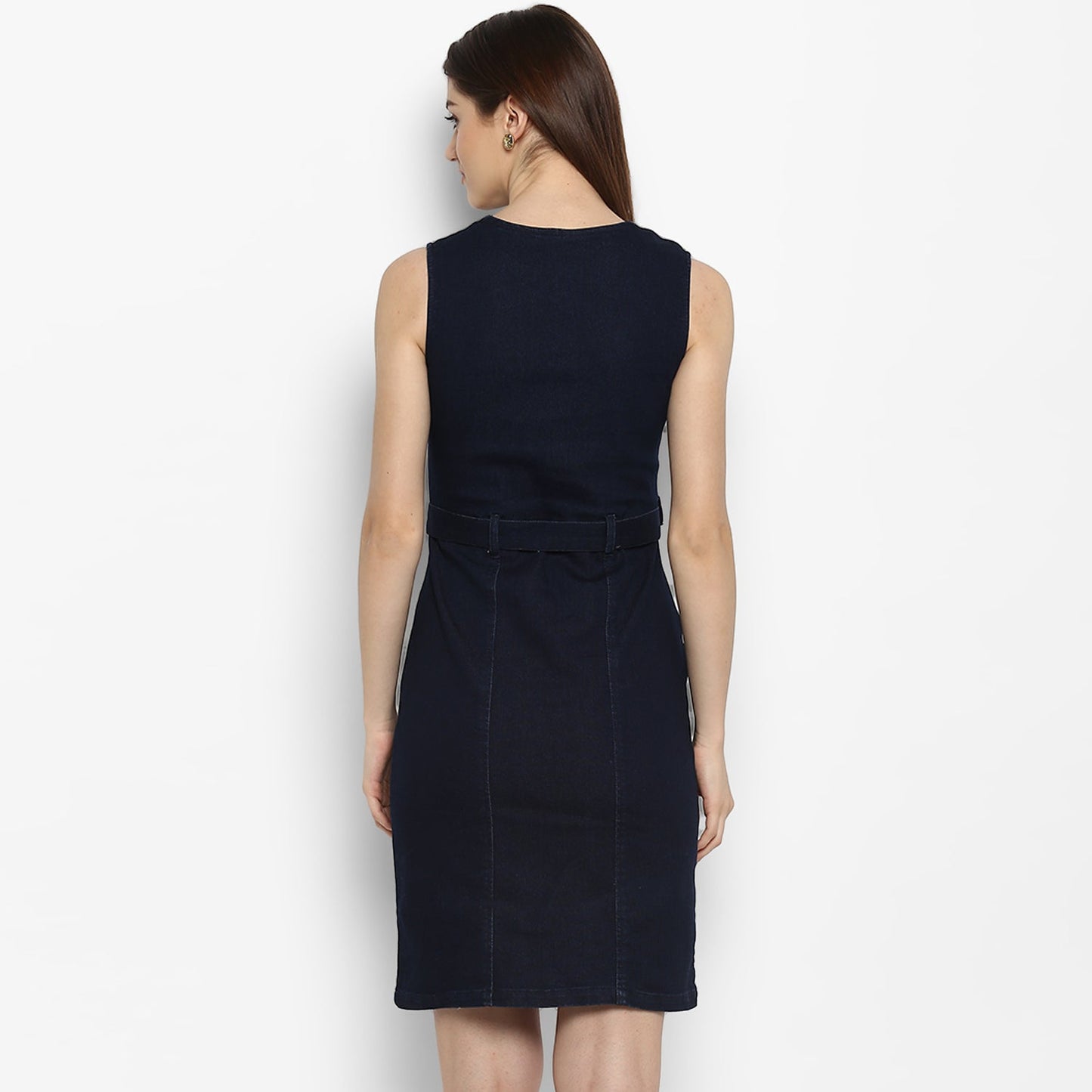 Women's Lycra Denim Zip Up Dress