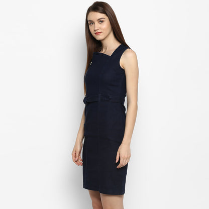 Women's Lycra Denim Zip Up Dress