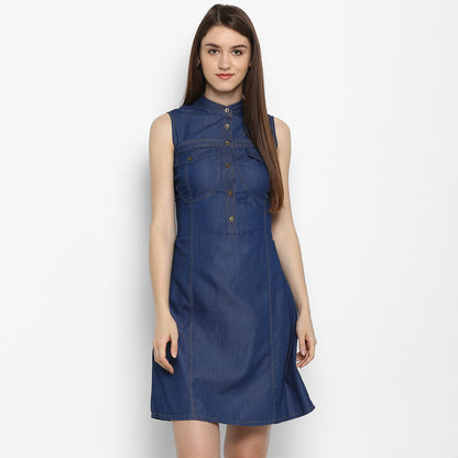 Women's Denim Corset Style smocked back Waist Dress
